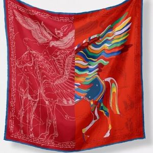 Luxurious Silky Fab Designer Scarf Pegasus Horse